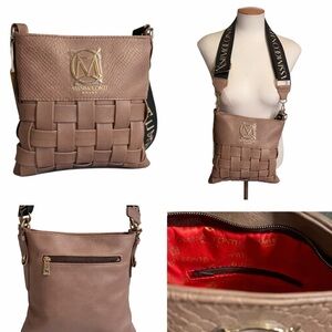 Massimo Contti Milano Woven Crossbody Bag Taupe; Italian Style